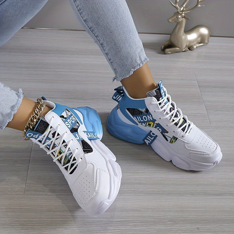 Women's Fashion Thick-Soled Sneakers, Street Style Breathable Casual Shoes for All Seasons