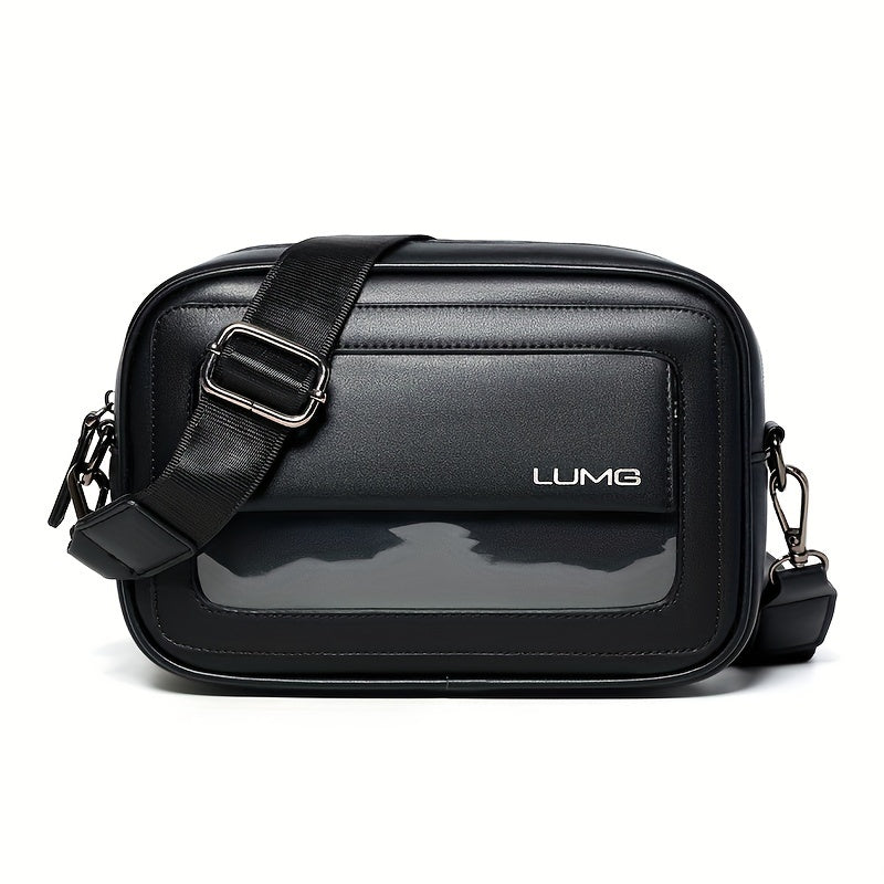 LUMG Fashion Faux Leather Crossbody Bag, Small Square Sling Shoulder Bag, Casual Messenger Chest Pack, Ideal for Valentine's Day Gift, Adult Birthday Present, Daily Commute - Adjustable Strap - Black