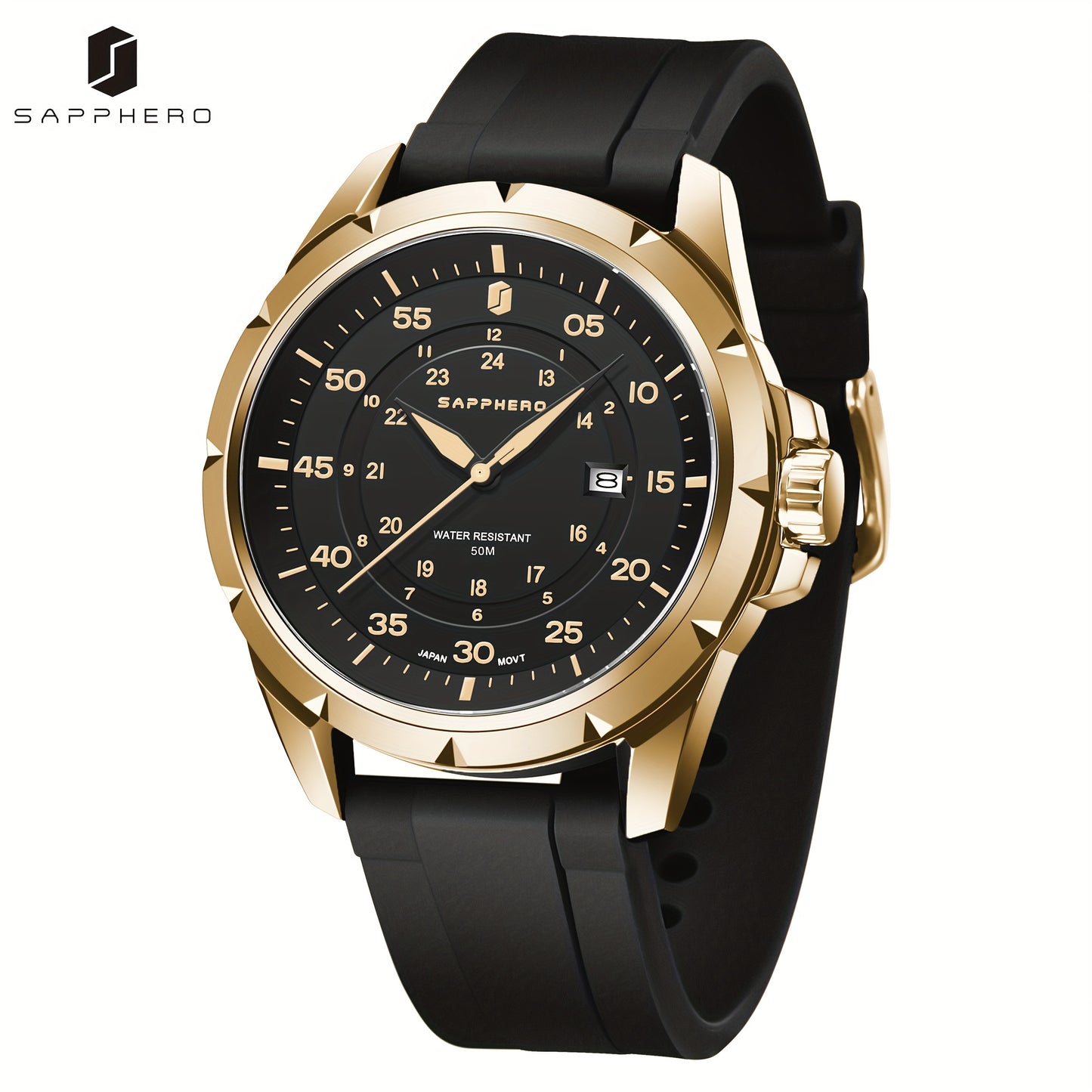 SAPPHERO Men's Luxury Watch - Stainless Steel Case & Band, 50m Waterproof, Analog Display with Date Window, Everyday & Formal Watch for Swimming, Business, Gifts - Affordable Luxury Wristwatch, Business Wristwatch, Sporty Ele