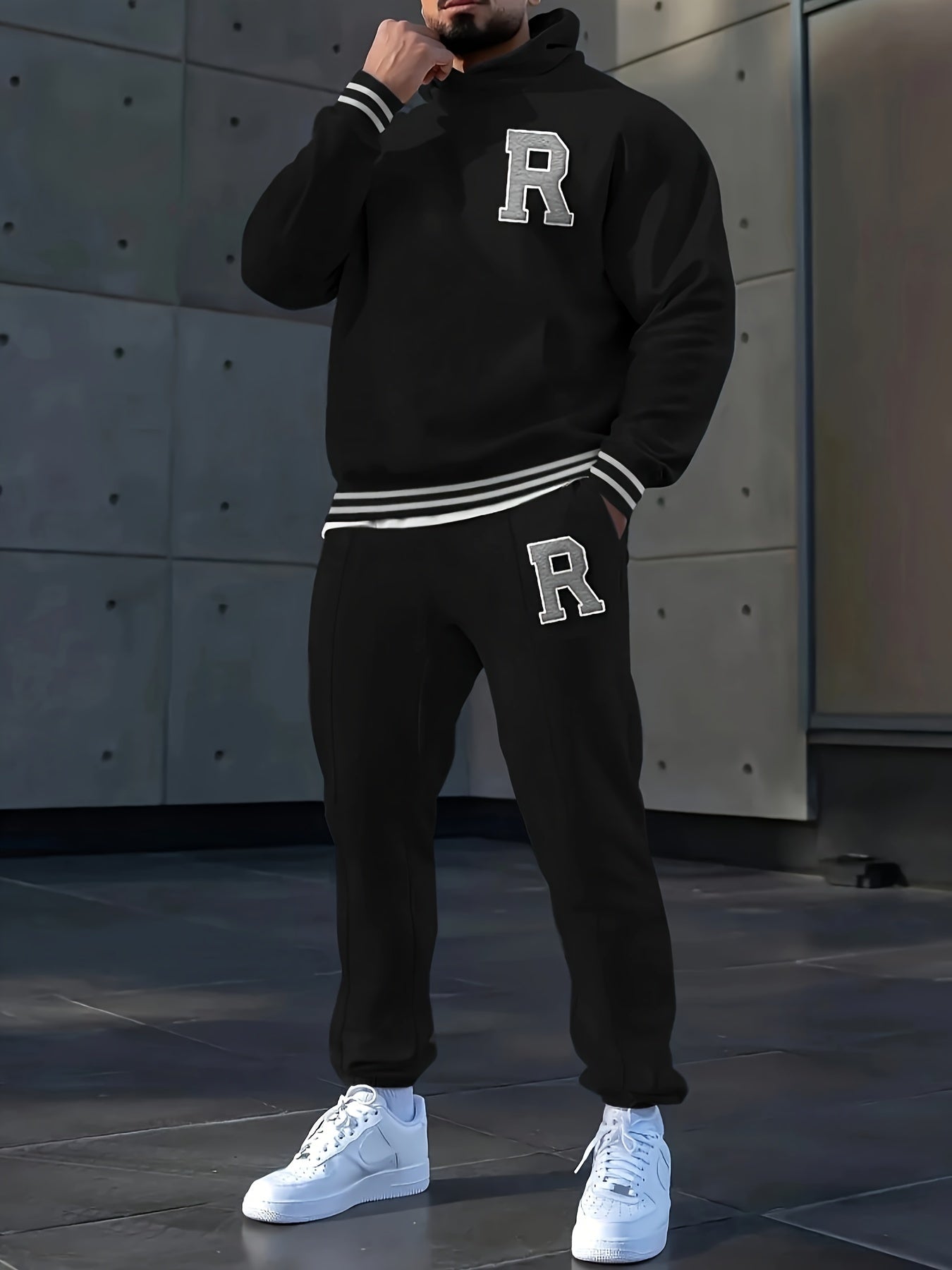 Men's Letter Hoodie Sweatpants Set 2pcs