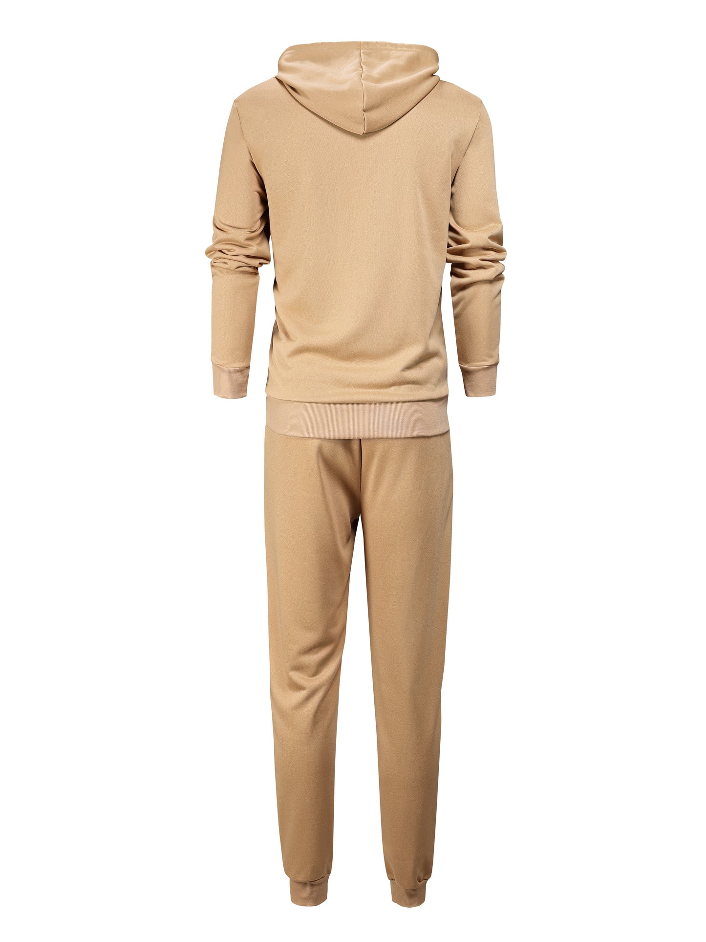 1set Men'S Casual Sports Suit, Polyester Hooded Sweatshirt and Jogger Pants Set, Solid Color, Elastic Waist, Cuffed Ankles, Knit Pullover with Pockets, Regular Fit for Outdoor Running and Jogging - Spring/Autumn Collection