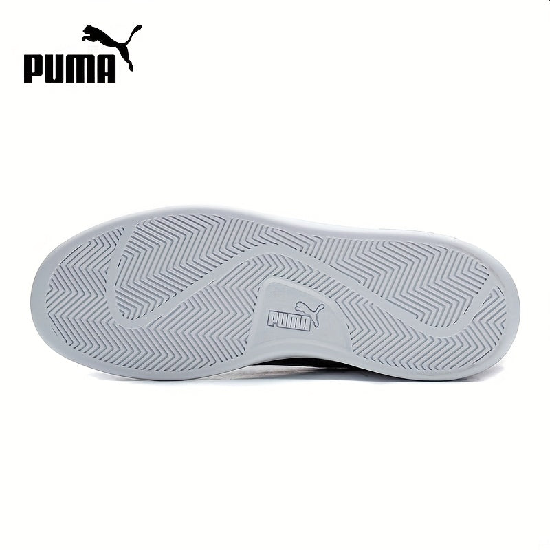 PUMA Unisex Low-Top Casual Sneakers - White & Black Contrast Design, Breathable PU Upper & Rubber Sole, Lace-Up Comfort Shoes for Men & Women, Sleek Sporty Design, Fabric Interior Lining, Durable Rubber Sole