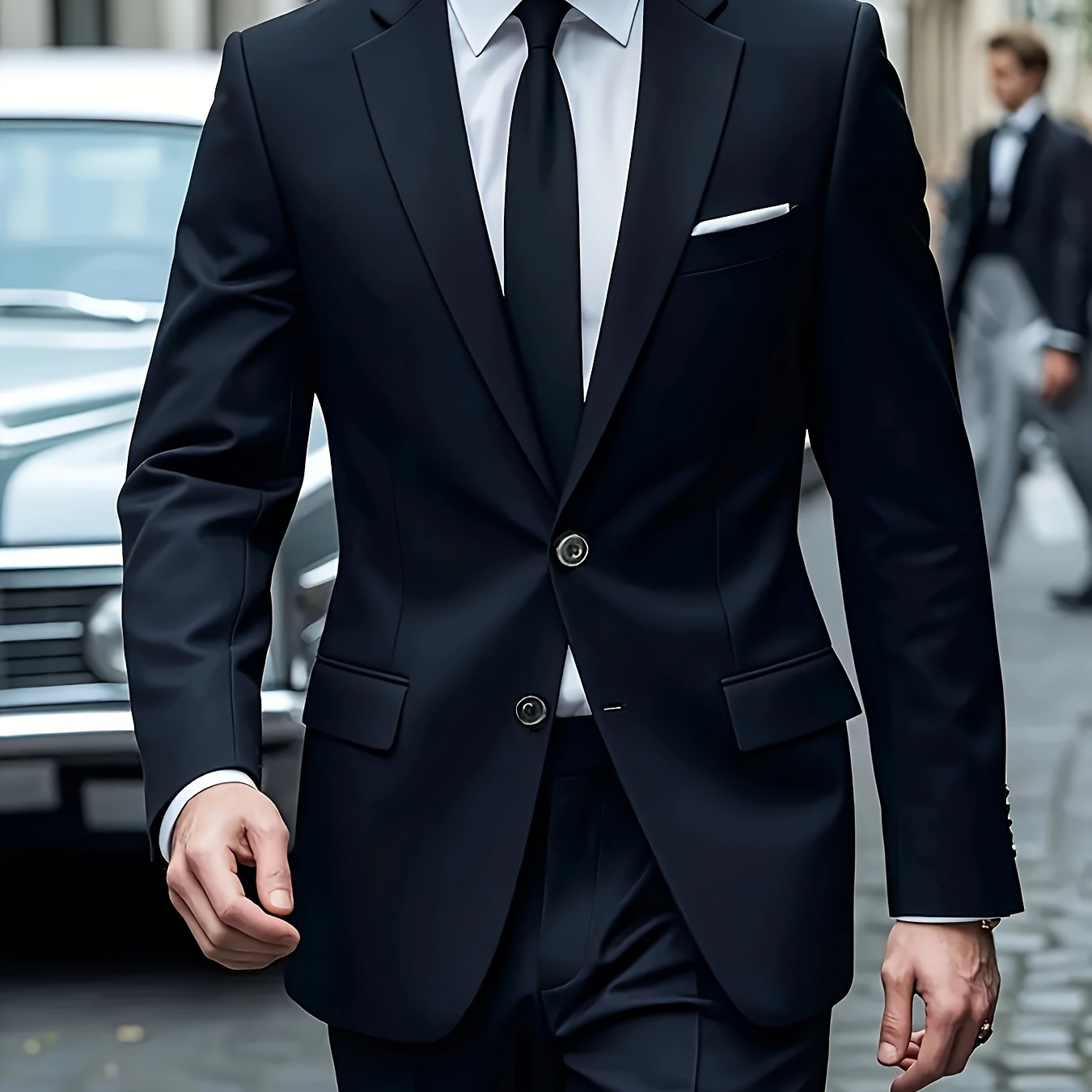 2pcs Luxury Classic Men'S Solid Color Suit - Notched Lapel Blazer and Pants, Regular Fit, Long Sleeve, Traditional Silhouette, Ideal for Weddings, Business Meetings - High-Quality Fabric, Comfortable Wear, Stylish Design, Wed