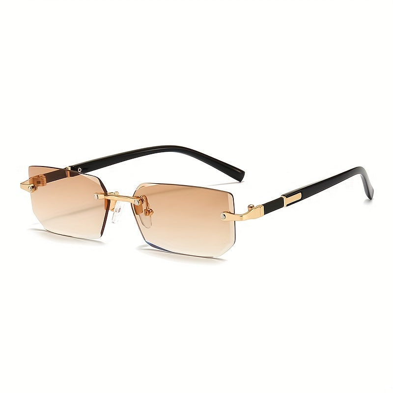 1pc Men's Fashion Rimless Fashion Glasses, Trendy Rimless Classic Small Square Summer Traveling Fashion Glasses, Ideal choice for Gifts