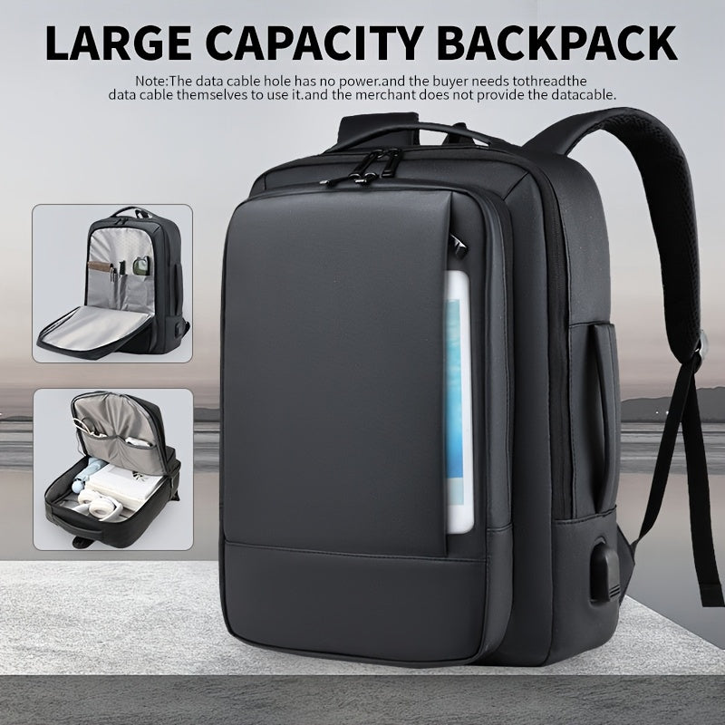 39.62 cm Laptop Backpack for Men & Women - Business Travel Anti-Theft Durable Computer Bag with Adjustable Shoulder Straps, Multiple Compartments & Padded Design, Black