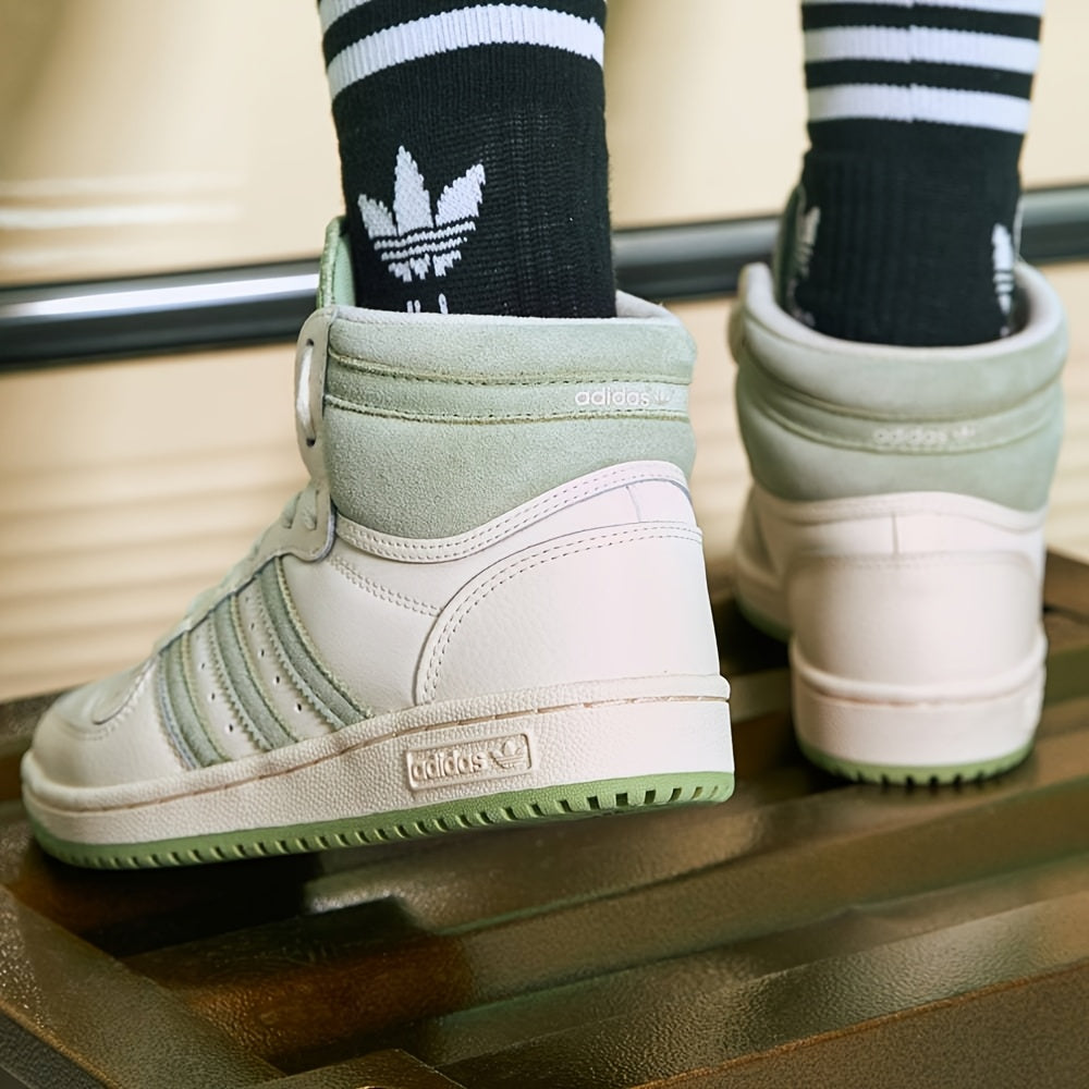 Adidas Women's Clover High-Top Sneakers - Casual Striped Lace-Up Shoes with Synthetic Cover Upper, Breathable Fabric Lining & Durable Rubber Sole for All-Season Wear (GX0815), Comfortable Footwear, Laceup Closure, Everyday Fo