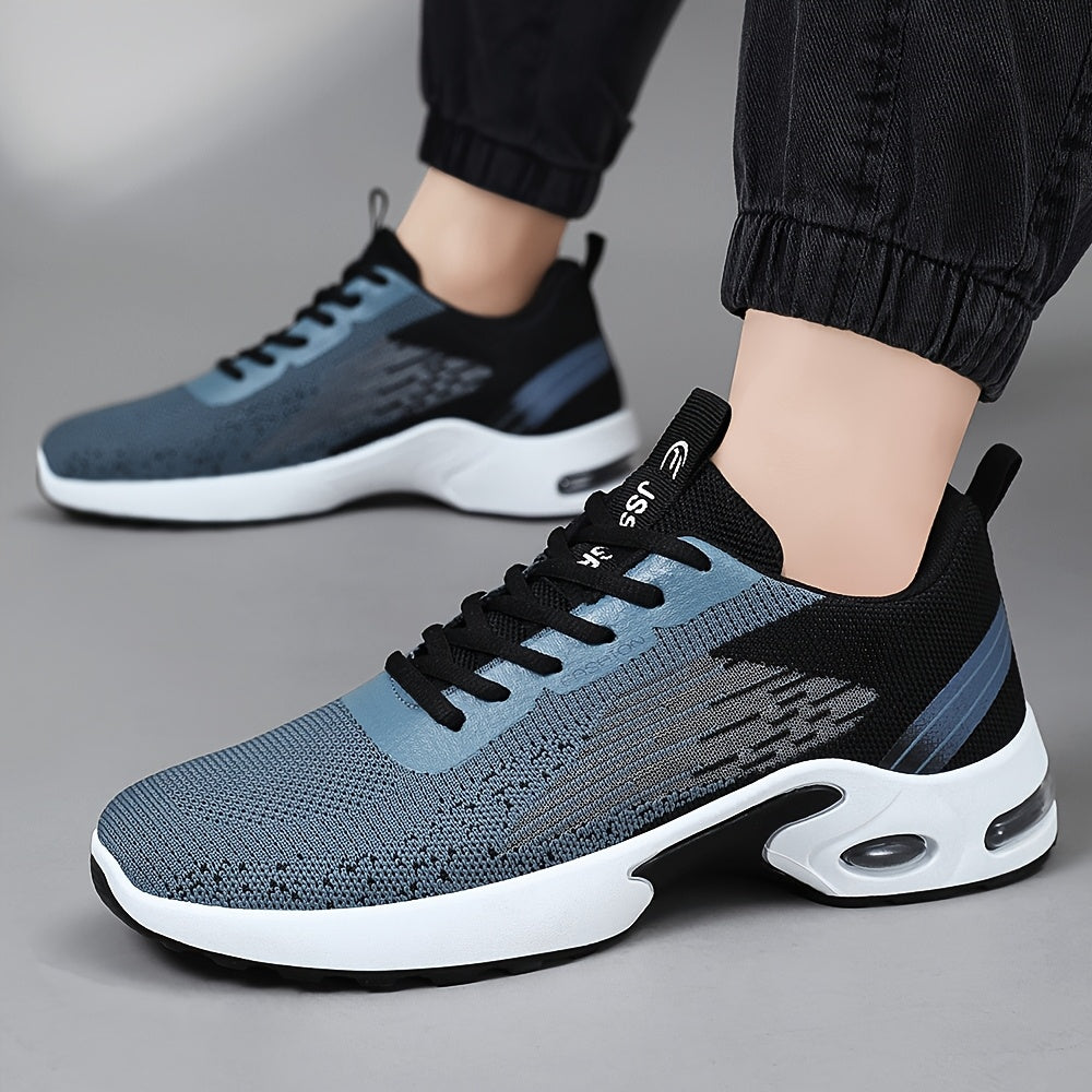 Men's Fashion Sports Sneakers, Breathable Mesh Fabric Upper, Comfortable Lace-Up Running Shoes with PVC Sole and Cloth Insole for All Seasons