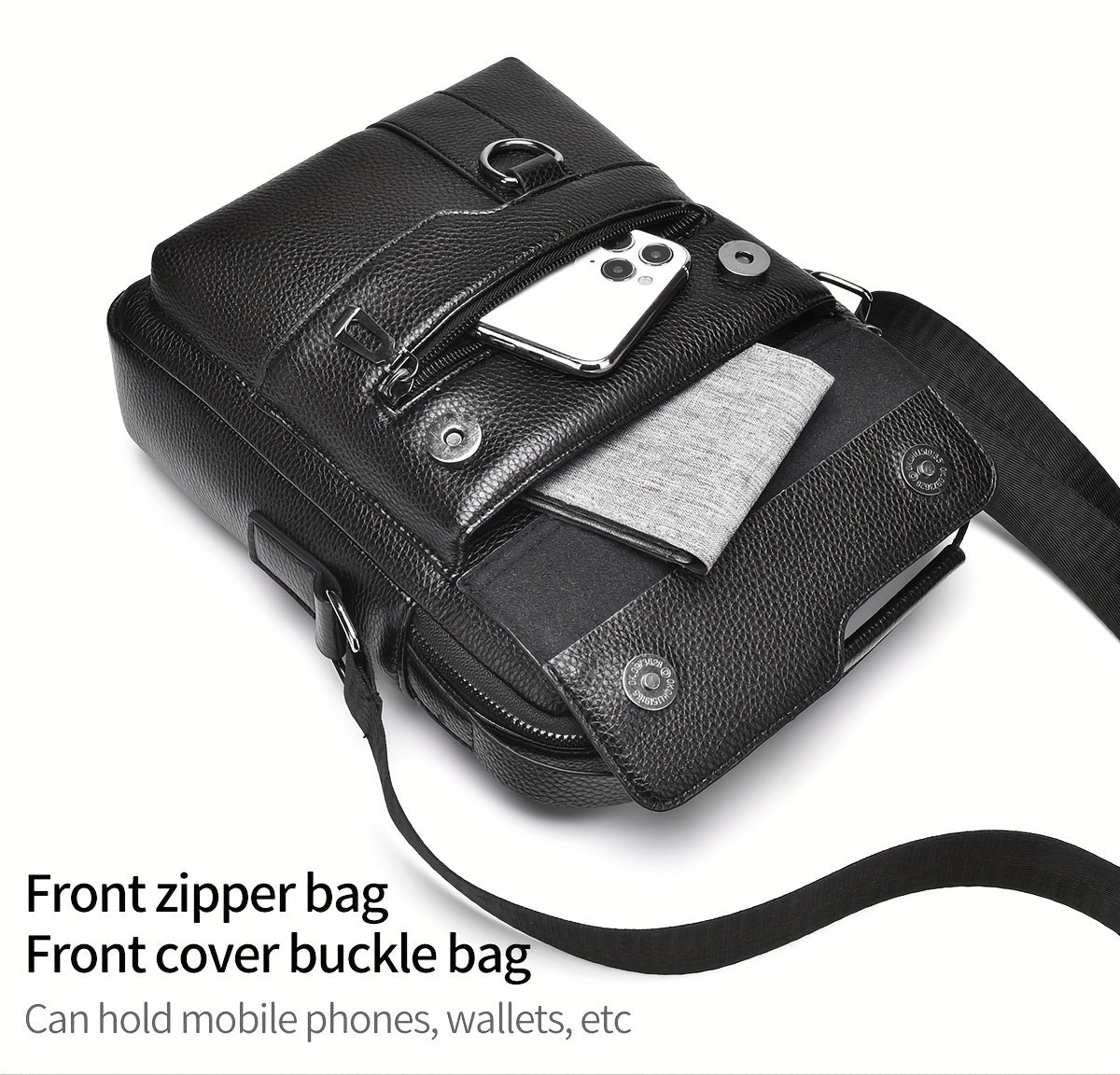 WEIXIER Men'S Set Shoulder Bag, Unisex Waist Postman Bag, Crossbody Chest Bag, Handbag, PU Fabric Multi-pocket, with Card Holder Wallet, Adjustable Detachable Shoulder Strap, Casual Commuting Bag Retro Business Texture Men'S
