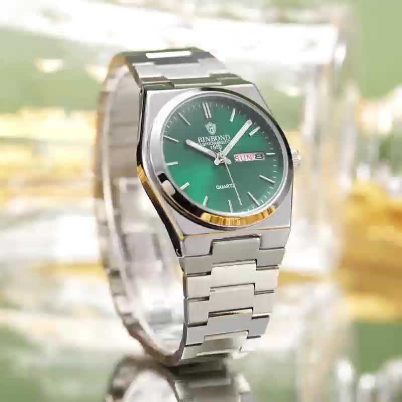 BINBOND Women'S Stainless Steel Quartz Watch - IP67, Luminous Chronograph, Calendar, Durable Zinc Alloy Case, Elegant Design for Casual Attire, Casual Watch | Elegant Watch Design | Quartz Movemen