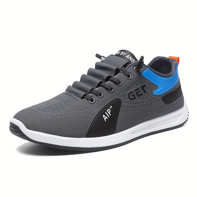 Men's White/Grey/Black Casual Sneakers - Low-Top Lace-Up Shoes with Cushioned Rubber Sole, PU Upper & Fabric Lining - Lightweight Everyday Walking Shoes for Gym, Office, Travel - Minimalist Athletic Footwear, Shoes Sneakers,