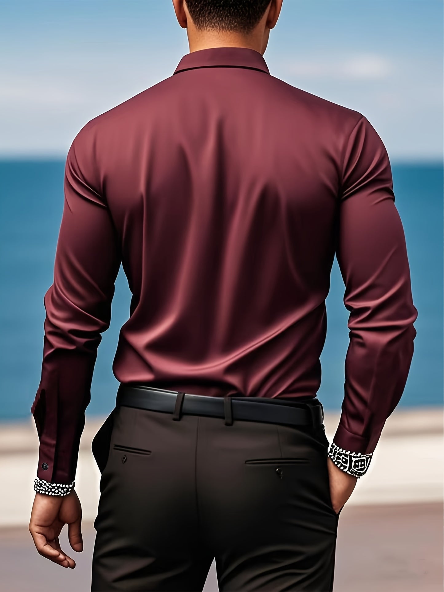 Men's Classic Solid Color Long Sleeve Dress Shirt - Regular Fit Point Collar, Non-Stretch Fabric for Office, Business & Casual Wear, All-Season Versatile Wardrobe Staple, Everyday Comfort, Sleek Appearance, Easycare Material