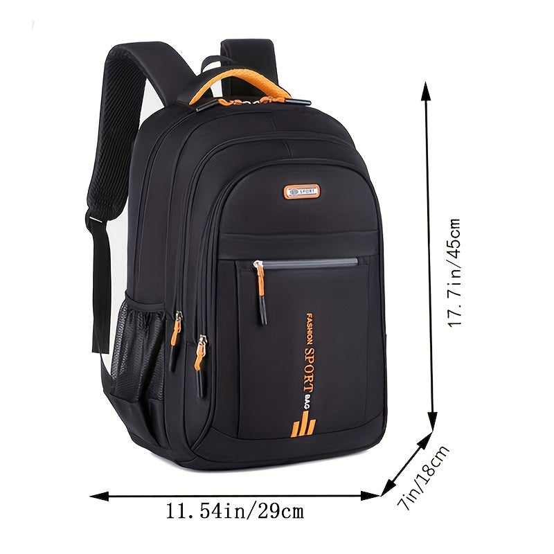 Unisex Large Capacity Travel Backpack - Durable Nylon Laptop Bag with Multiple Compartments, Business & Casual Style, Black with Green Accents, 60.96cm x 40.64cm x 8, Backpack for Travel
