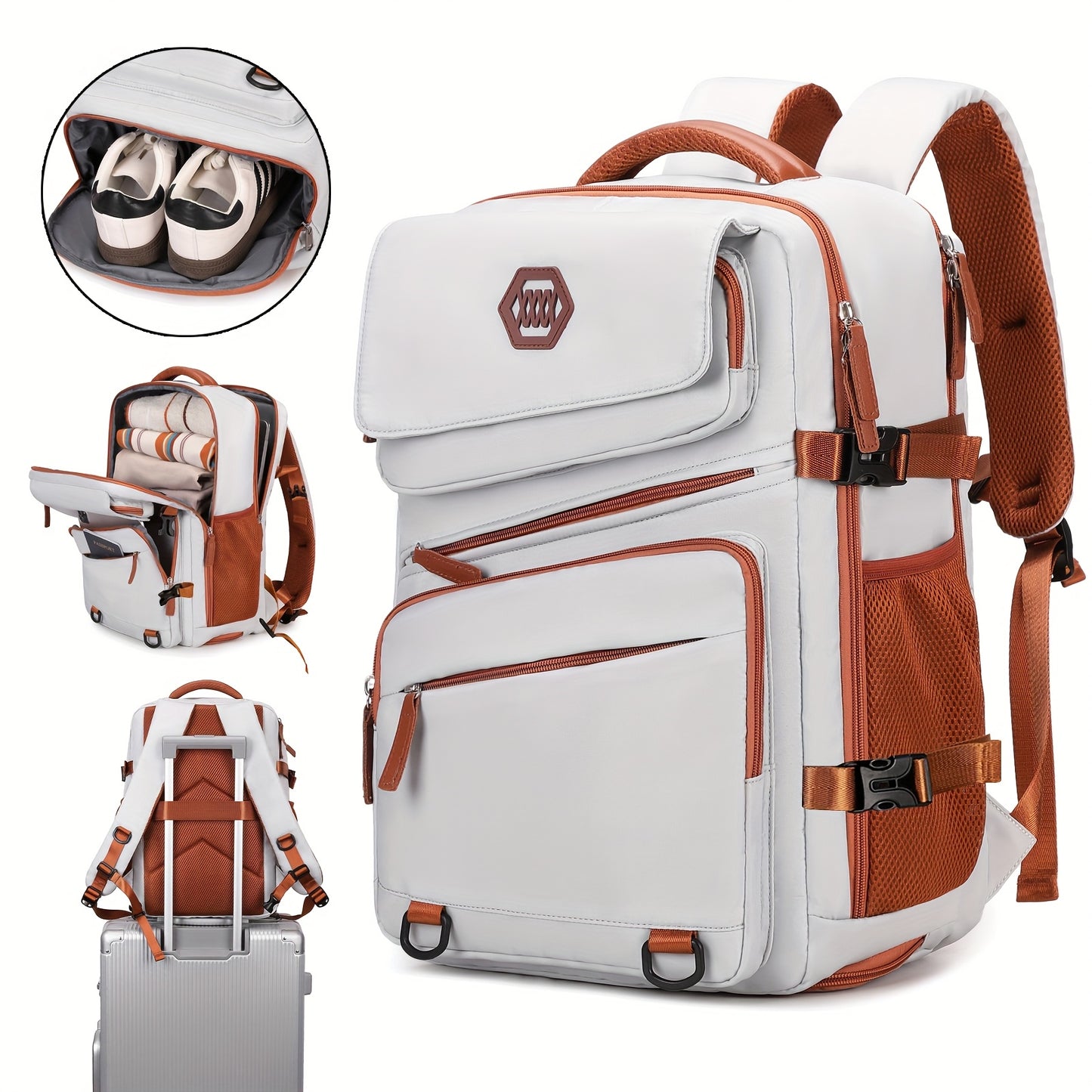 Travel Backpack, Laptop Backpack for Men and Women, University Backpack, Airline Approved Business Work Bag with Shoe Compartment, Suitable for 15.6-inch Laptop