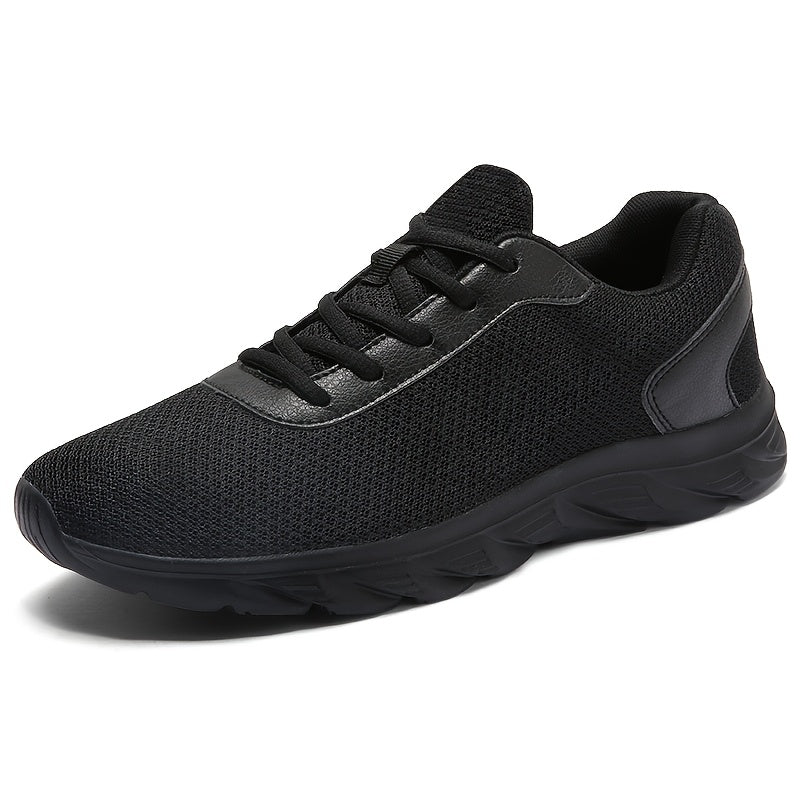 Men's Casual Sneakers - Breathable Mesh Upper, EVA Cushioned Sole, Black/White Low-Top Lace-Up Design for Gym, Running & Casual Attire