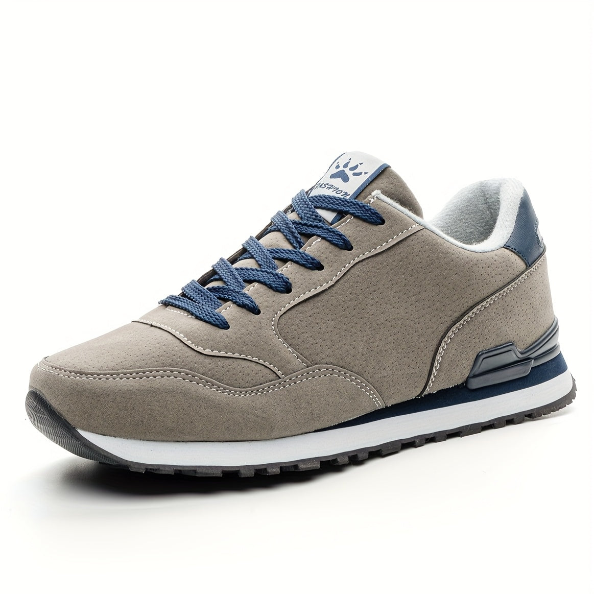 Men's Non-Slip Sneakers - All-Season Lace-Up Sneakers with Cushioned PU Sole, Beige/Blue Accent Low-Top Design for Gym, Hiking, Everyday - Non-Marking Tread, Durable & Easy-Clean Casual Shoes, Hiking Sneakers, Gym Footwear, R