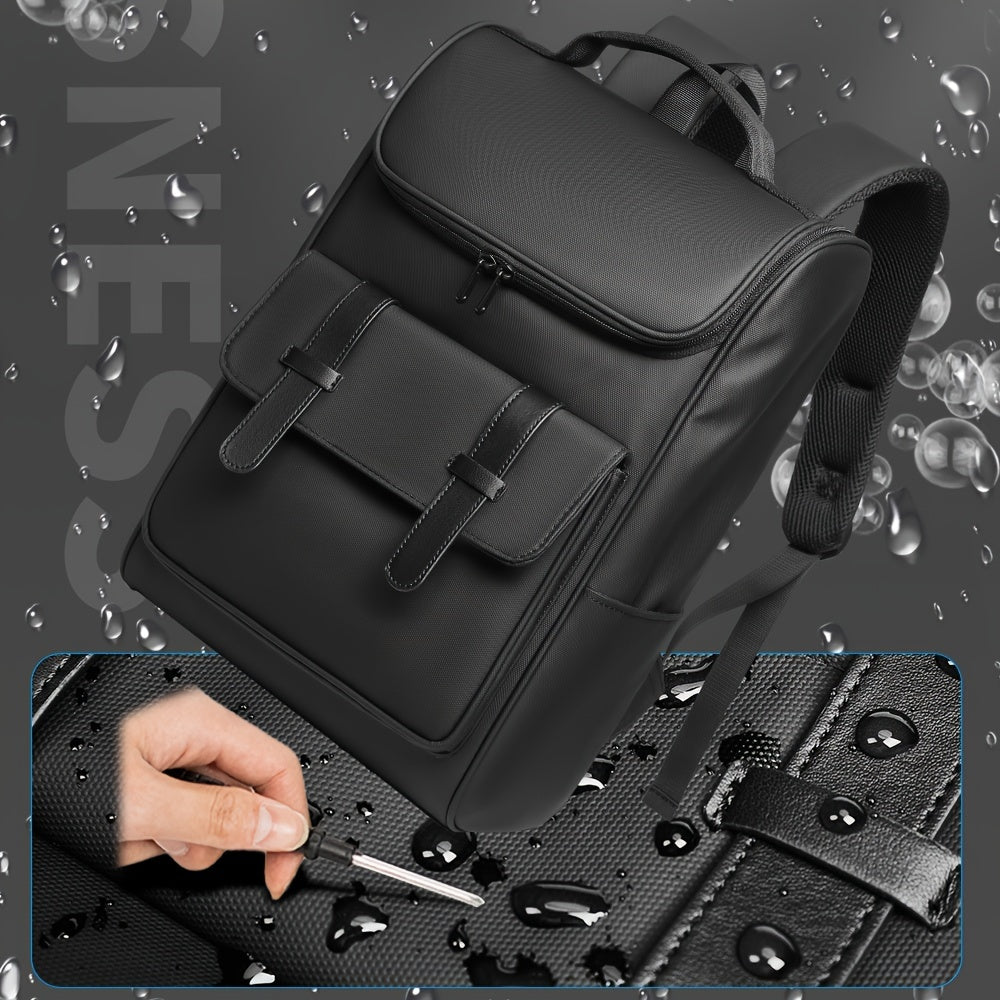 Men'S Stylish Large Capacity Commuter Backpack - Black Oxford Fabric, Durable with Multiple Compartments and Adjustable Straps, Ideal for Office, Student, University, School, Travel, Commute, Travel Backpack | Casual Style Ba