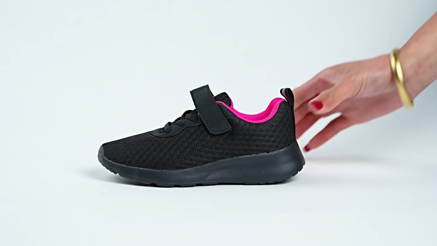 Girls' Fashionable Mesh Running Footwear, Casual Athletic Style, 28-40 Sizes, Magenta Accent, EVA Sole, PU Insole, for Spring/Fall