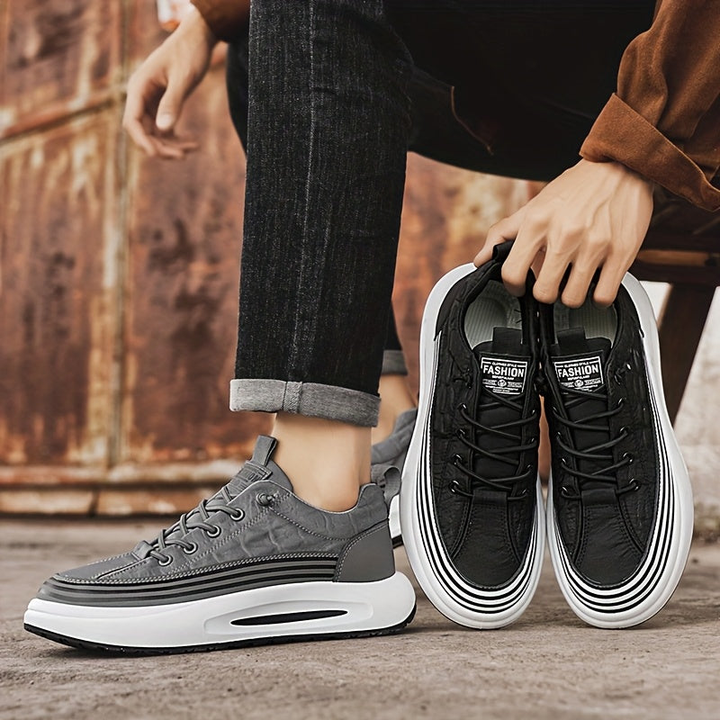 Men's Slip-On Casual Sneakers - Breathable Comfortable Low-Top Shoes with Elastic Panels, PU Upper & PVC Sole for Outdoor Hiking, Running, Daily Wear - All-Season Versatile Streetwear, Hiking Street Shoes, Modern Street Shoes