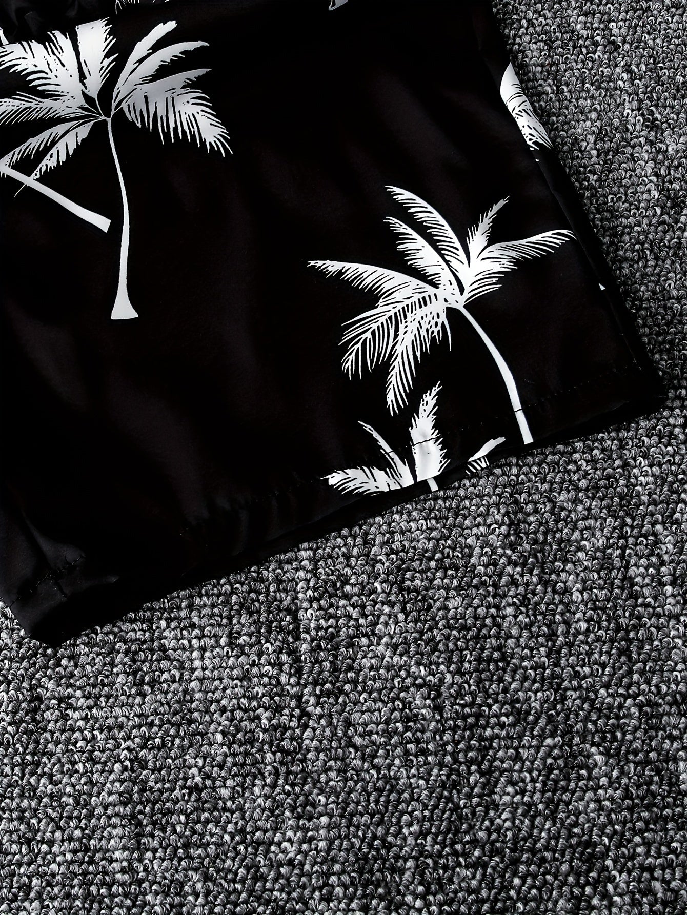 2pcs Boys Casual Coconut Tree Graphic Print Short Sleeve Lapel Shirt & Shorts Set, Comfy Summer Boys Clothing For Daily & Outdoor Wear