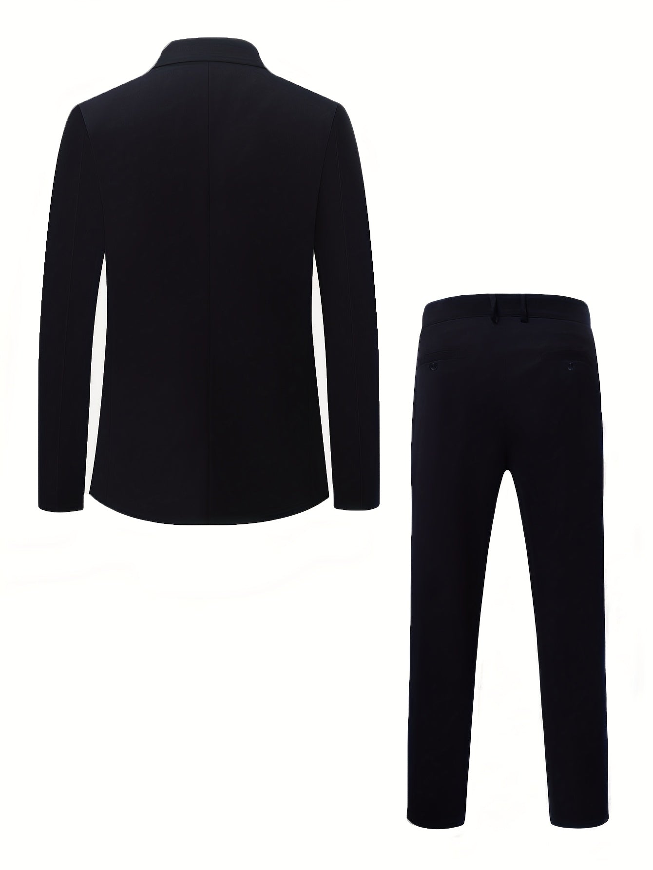 Men's Two-Piece Suit in Solid Color with Sealed Pockets, Regular Fit Suit Pants, Elegant and Classic, Suitable for Business and Wedding Parties