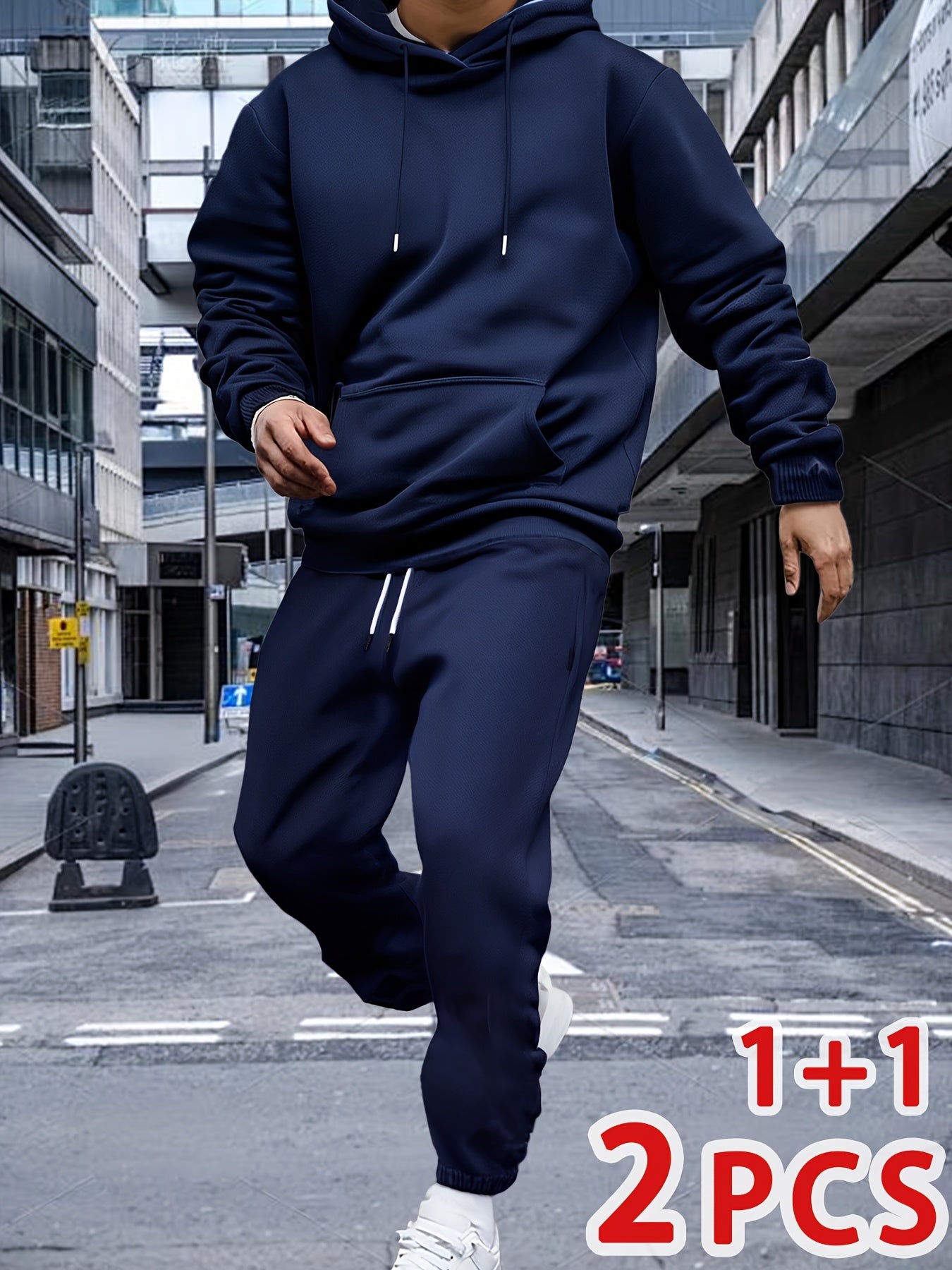 Men'S Autumn And Winter Two-Piece Suit, 1 Hooded Sweatshirt And 1 Pair of Casual Sweatpants, Loose Version, Comfortable to Wear, Very Suitable for Autumn And Winter Sports And Leisure Running Wear