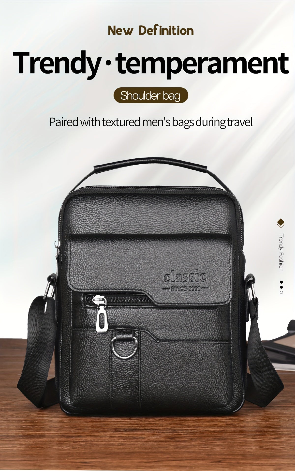 WEIXIER Men'S Set Shoulder Bag, Unisex Waist Postman Bag, Crossbody Chest Bag, Handbag, PU Fabric Multi-pocket, with Card Holder Wallet, Adjustable Detachable Shoulder Strap, Casual Commuting Bag Retro Business Texture Men'S