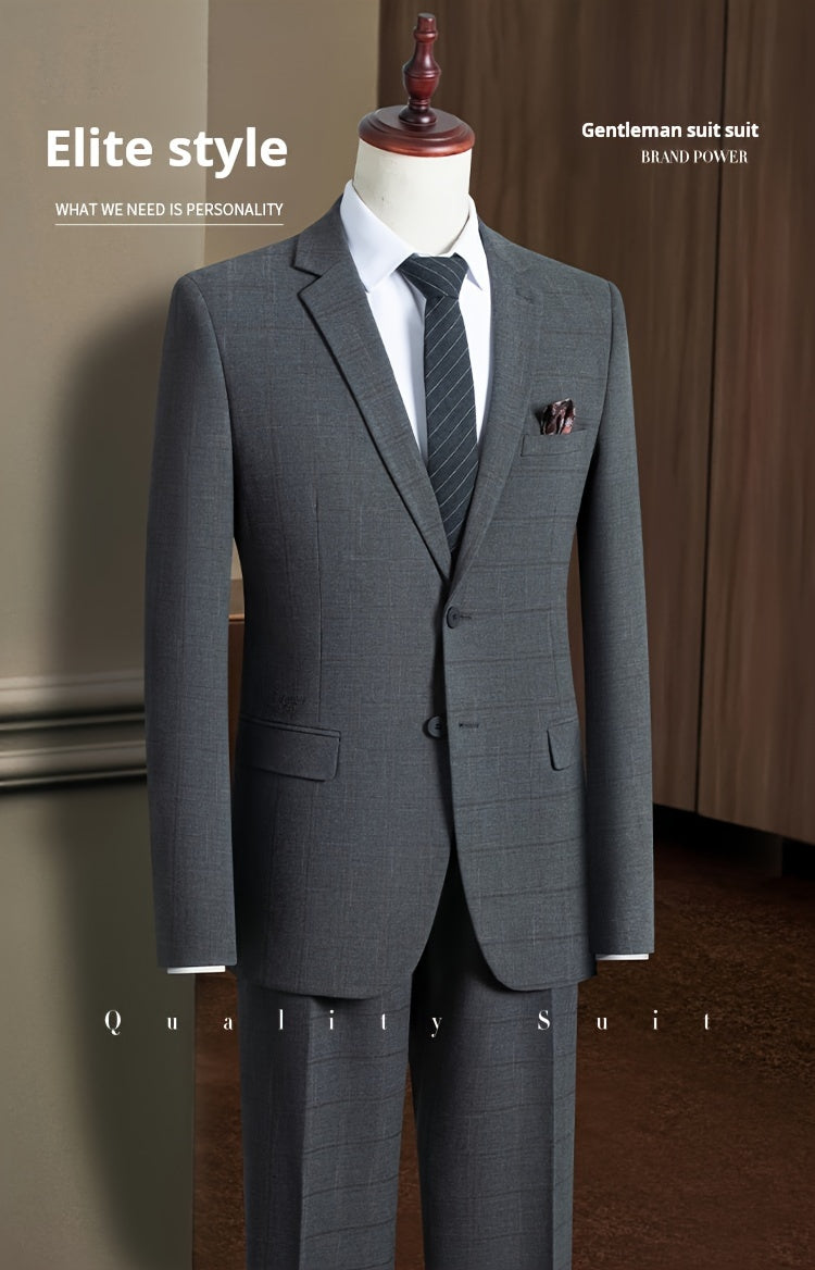 KAISER Men's Classic Plaid Suit Set - Comfortable & Versatile, Includes Jacket and Pants for Spring/Fall Business Wear