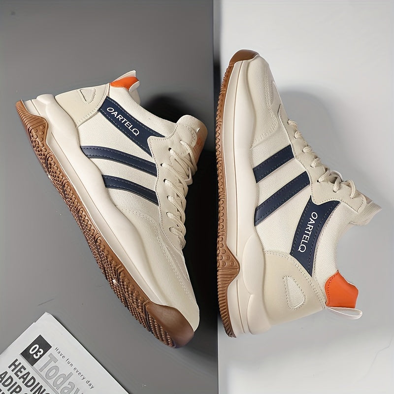 Men's Breathable Lace-Up Sneakers - Casual & Stylish, Versatile for All Seasons, Non-Slip Rubber Sole