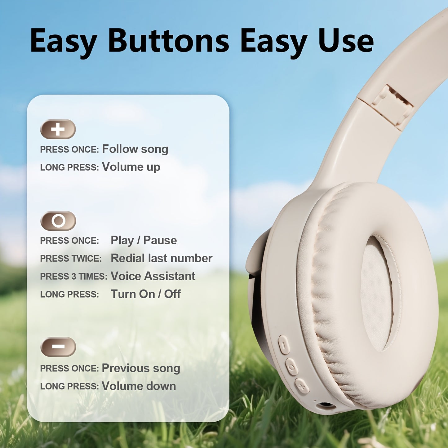 Retro Headphones Wireless Over-Ear Foldable Gaming Headset for Casual Running Video Calls Voice HIFI Earbuds
