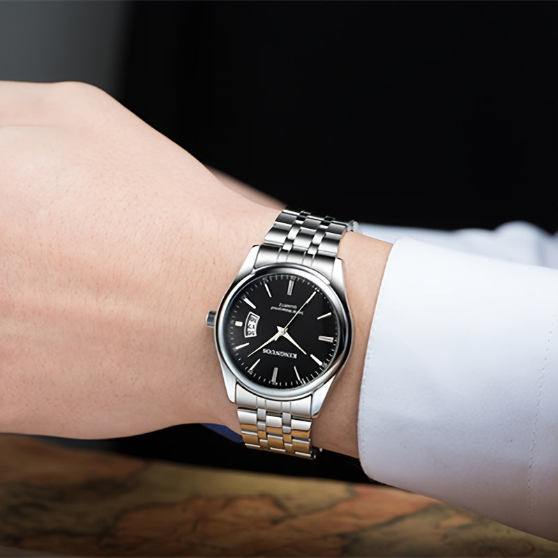 1pc New Fashion Stainless Steel Trendy High-end Atmosphere Luxury Elegant Business Travel Vacation Simple Versatile Men'S and Women'S Quartz Watch with Date