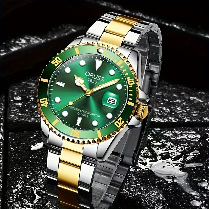 Authentic New Style Temperament Golden Watch Calendar Watch Men's Watch Men's Watch Korean Version Trendy Model