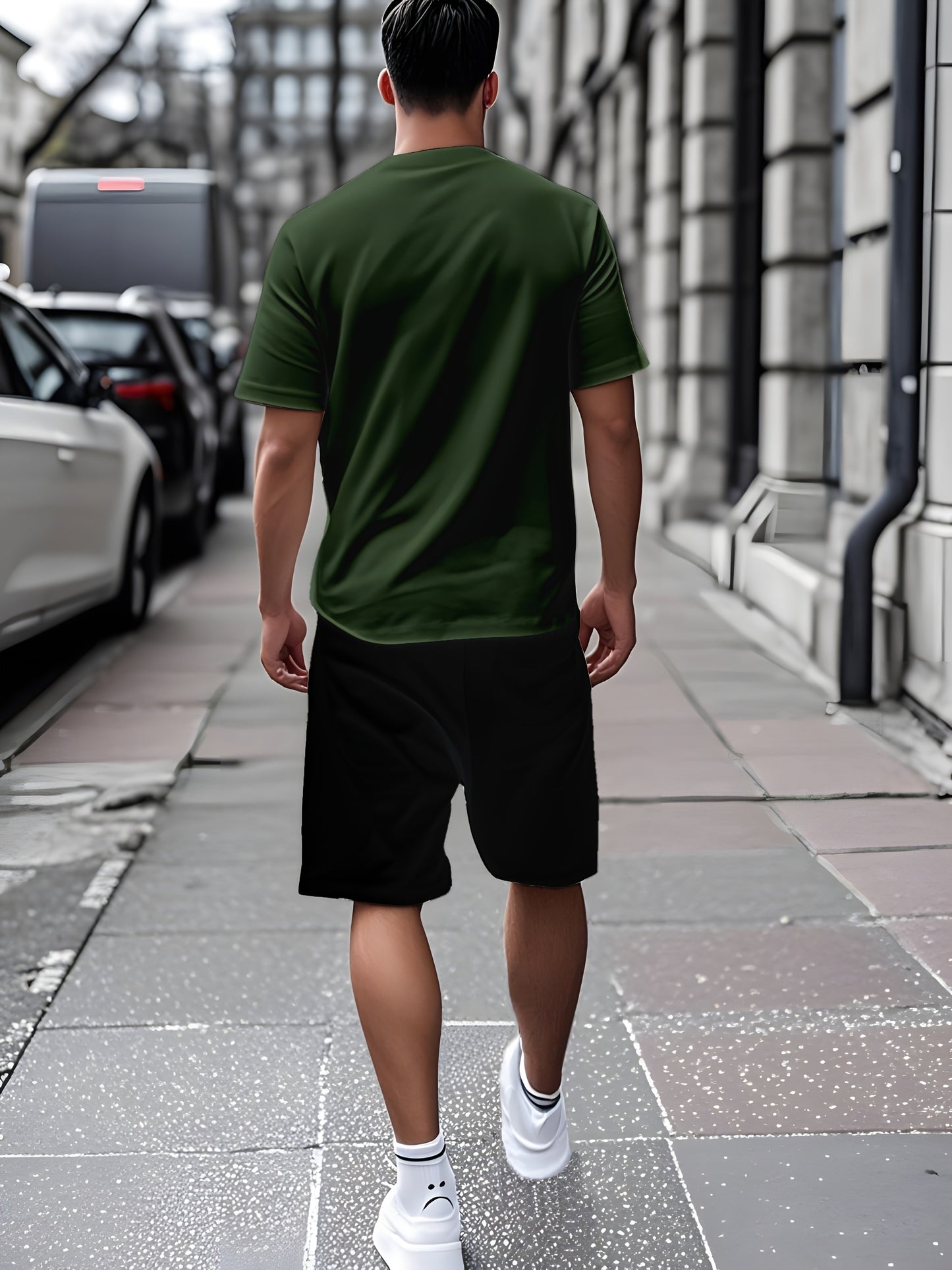 Leopard Print 3D Printed Men's Casual Sportswear Set - Breathable Polyester Knit Fabric, Crew Neck Short Sleeve T-Shirt and Shorts Combo, Regular Fit for All Seasons