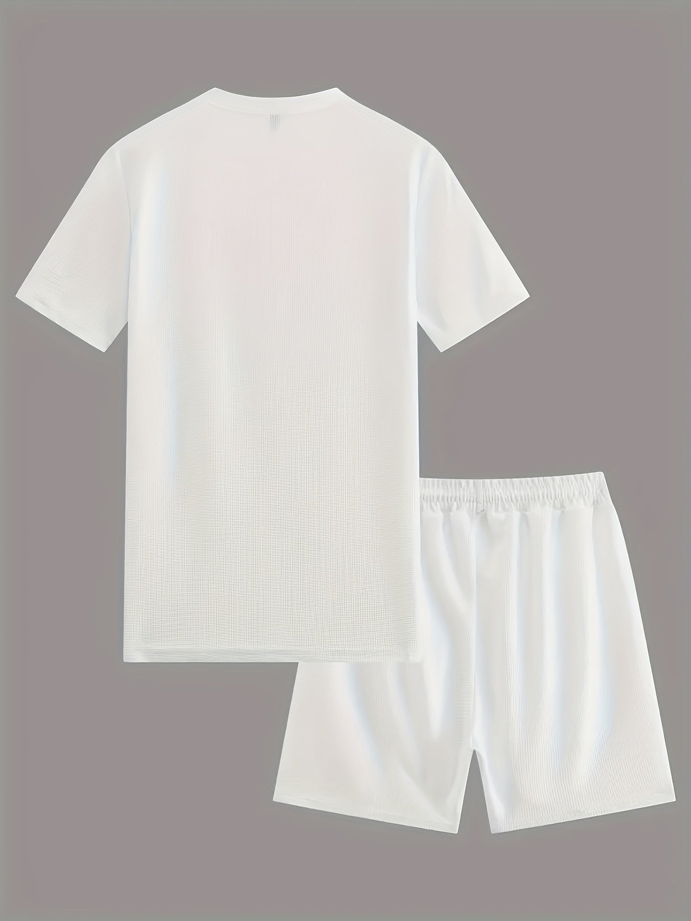 European and American Style Men's Basic Solid Color Set Round Neck Short Sleeve T-Shirt + Shorts Two-Piece Suit