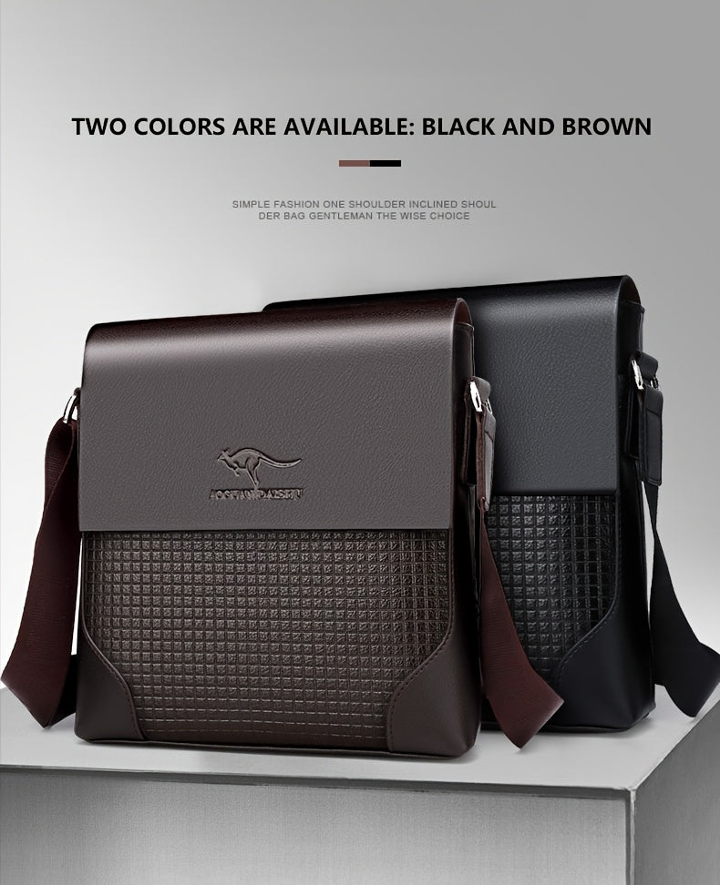 Men'S Stylish Casual Shoulder Crossbody Bag, Small Faux Leather Satchel.