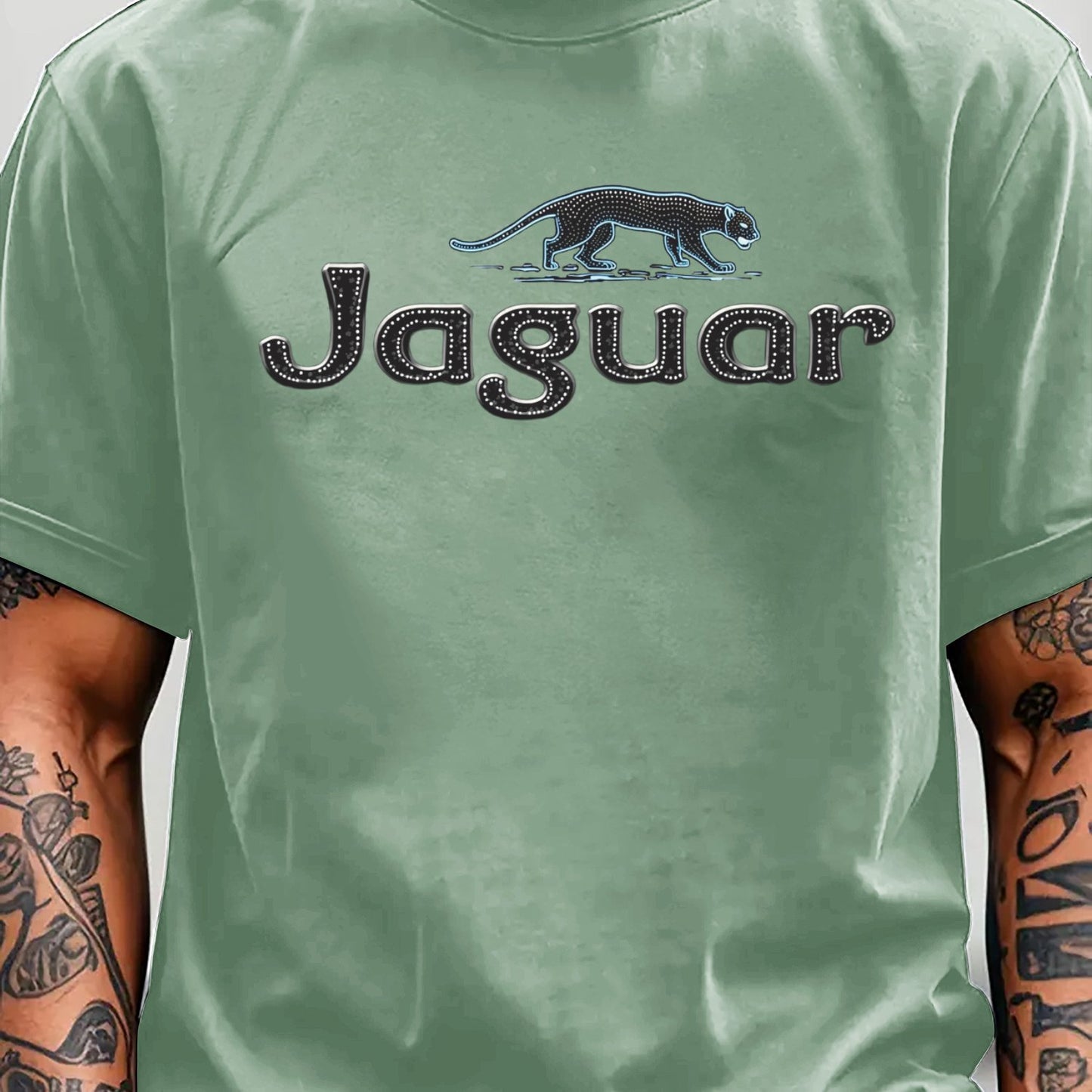 Men'S Jaguar Print Y2K Style T-Shirt - Red, Breathable & Comfortable Short Sleeve Crew Neck Tee for Casual Wear, Outdoor Activities, and Everyday Comfort, Everyday Clothing | Y2K Fashion Tee | Comfortable Fit