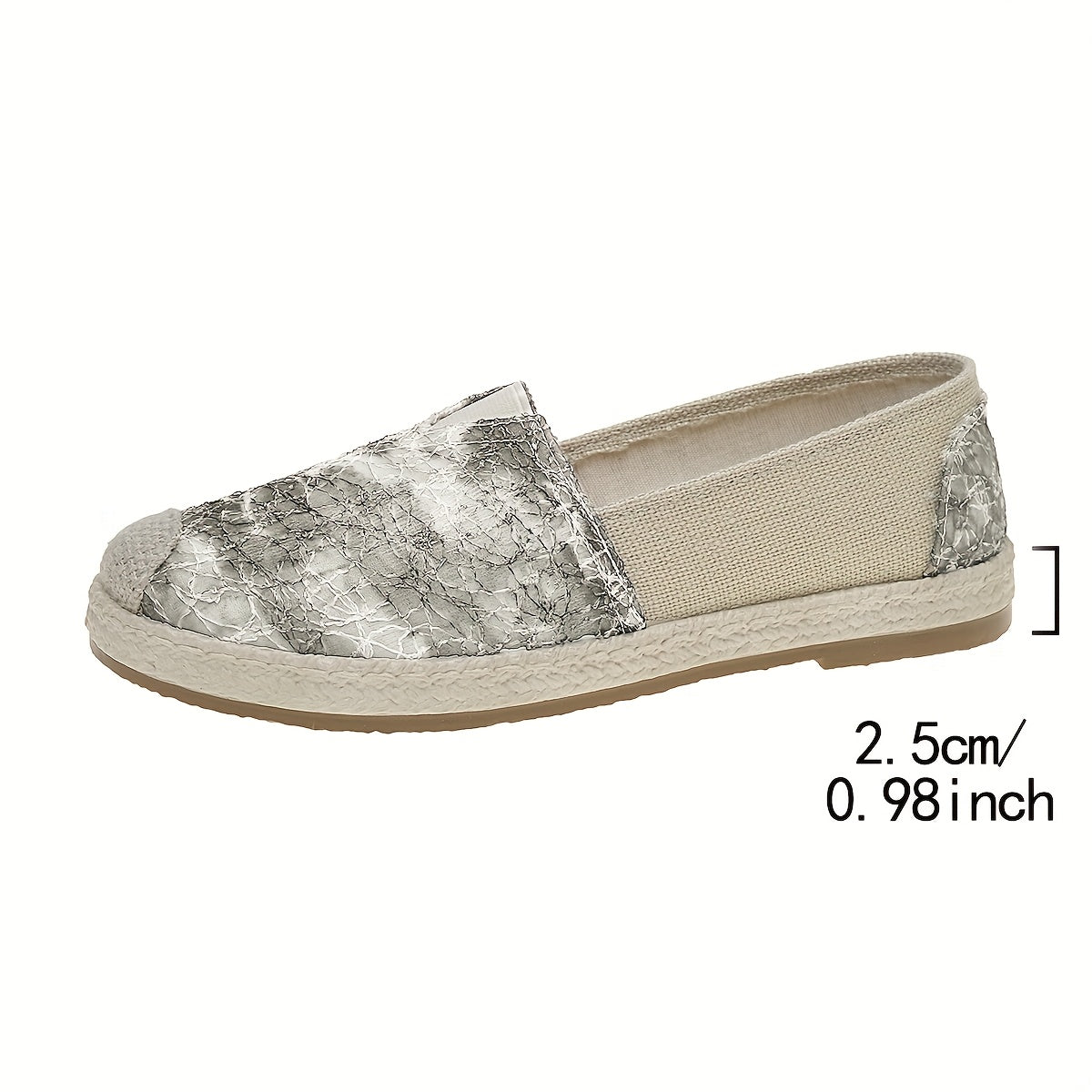 Women's Breathable Slip-On Loafers - Soft Sole Casual Walking Shoes, Lightweight & Comfortable, Beige Floral Pattern Fabric Upper, PU Cover Sole, Perfect for Casual Attire, Allseason Loafers | Slipon Comfort | Soft Sole Shoes