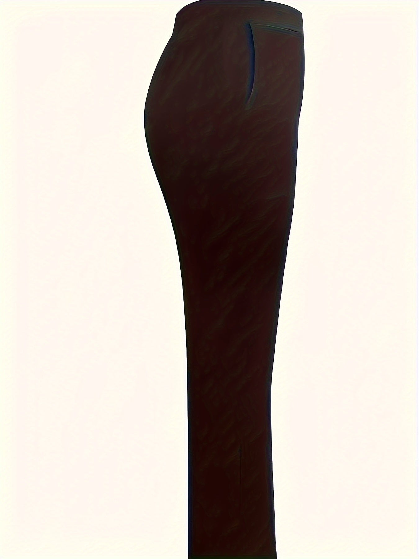 Women'S Solid Color Fashion Pants with Pockets, Elegant Style, Polyester Knit, Straight Leg, All-Season, Adult Size