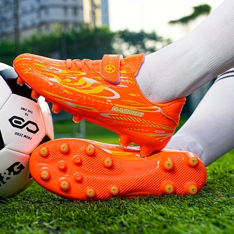 Boys' and Girls' Black and Blue Soccer Cleats with "BAGGIES" Logo - Lightweight, Breathable, Round Toe, Easy Closure, Rubber Base for Outdoor Football, Soccer Boots|Stylish Soccer Shoes|Easy Closure