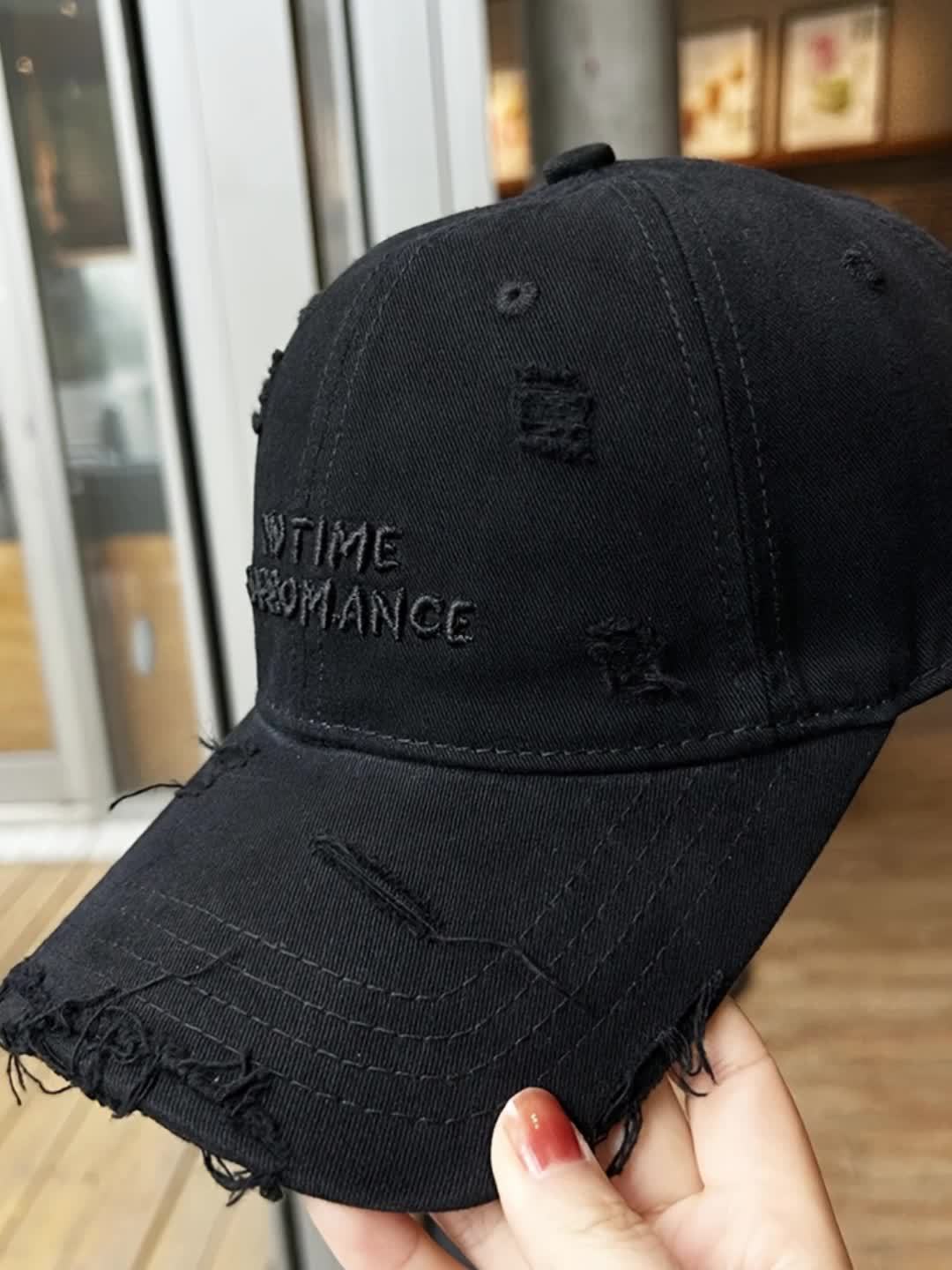 Women's Distressed Embroidered Baseball Cap - Adjustable Lightweight Sun Hat with Wide Brim for Outdoor Travel, Casual Outings & Daily Use, Machine Washable, Outdoor Headwear, Trendy Baseball Cap, Rustic Appeal, Summer Access
