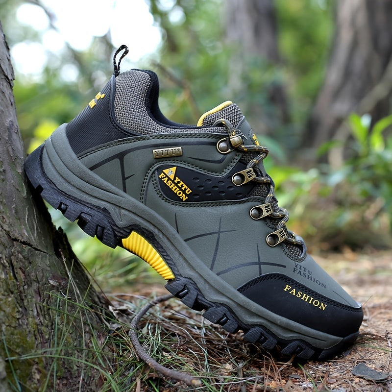 Men's Fashion Mesh Breathable Color Block Anti-skid Lace Up Hiking Shoes