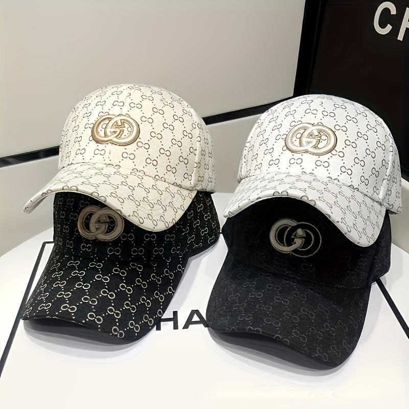 Trendy Premium Curved Brim Baseball Cap, Embroidery Letter G Logo & Full Print Trucker Hat, Snapback Hat For Casual Leisure Outdoor Sports