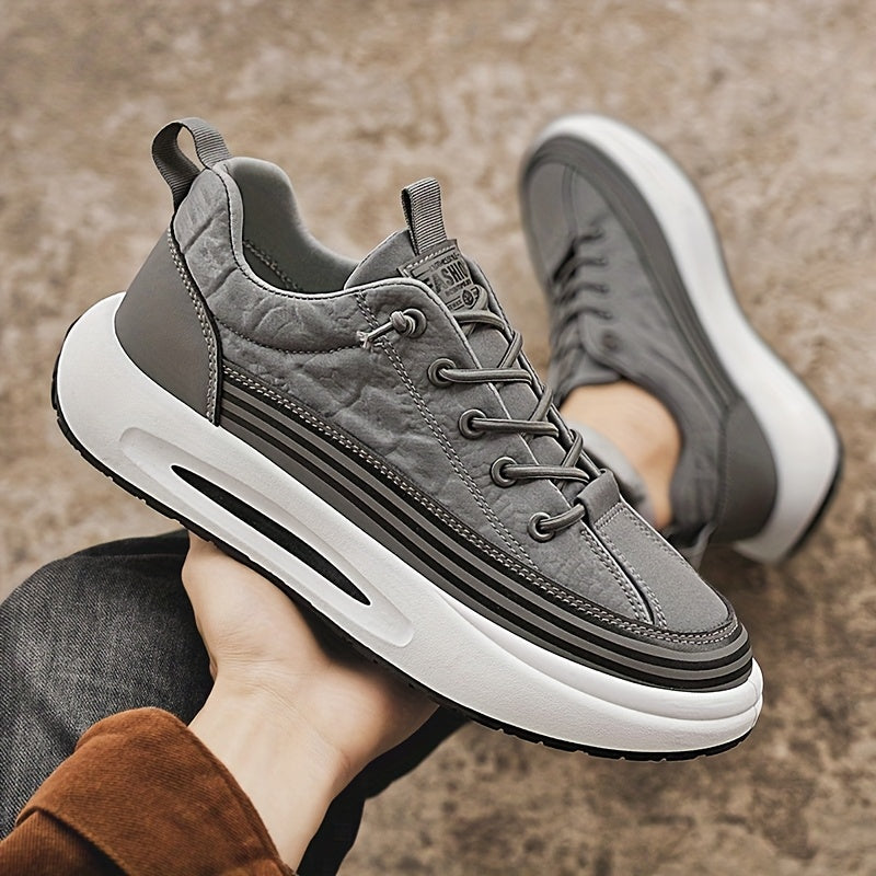 Men's Slip-On Casual Sneakers - Breathable Comfortable Low-Top Shoes with Elastic Panels, PU Upper & PVC Sole for Outdoor Hiking, Running, Daily Wear - All-Season Versatile Streetwear, Hiking Street Shoes, Modern Street Shoes