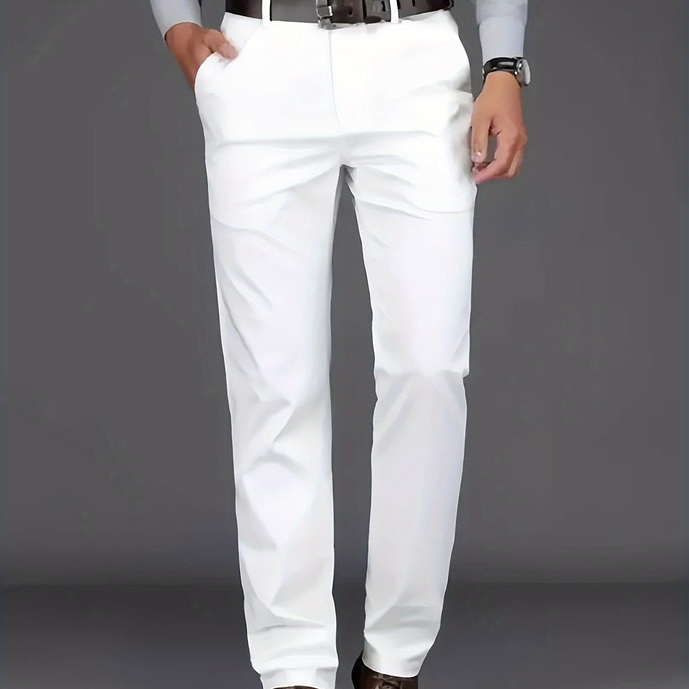 Men'S Classic Black Dress Pants - Stretchy Polyester, All-Season Comfort Fit, Regular Length, Solid Color, Allseason Pants | Stylish Dress Pants | Comfortable Fit Pants