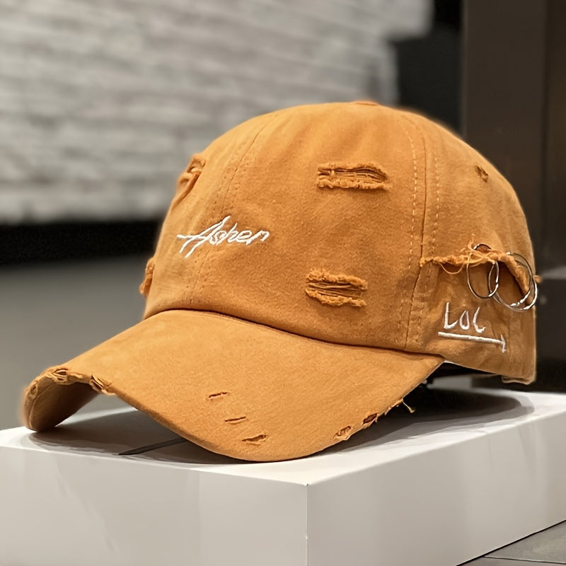 Distressed Baseball Cap - Soft Top, Sun Protection, Retro Street Style, Lightweight Polyester, Adjustable Fit for Men and Women, Perfect for Spring and Autumn, Spring Cap | Retro Streetwear | Lightweight Cap