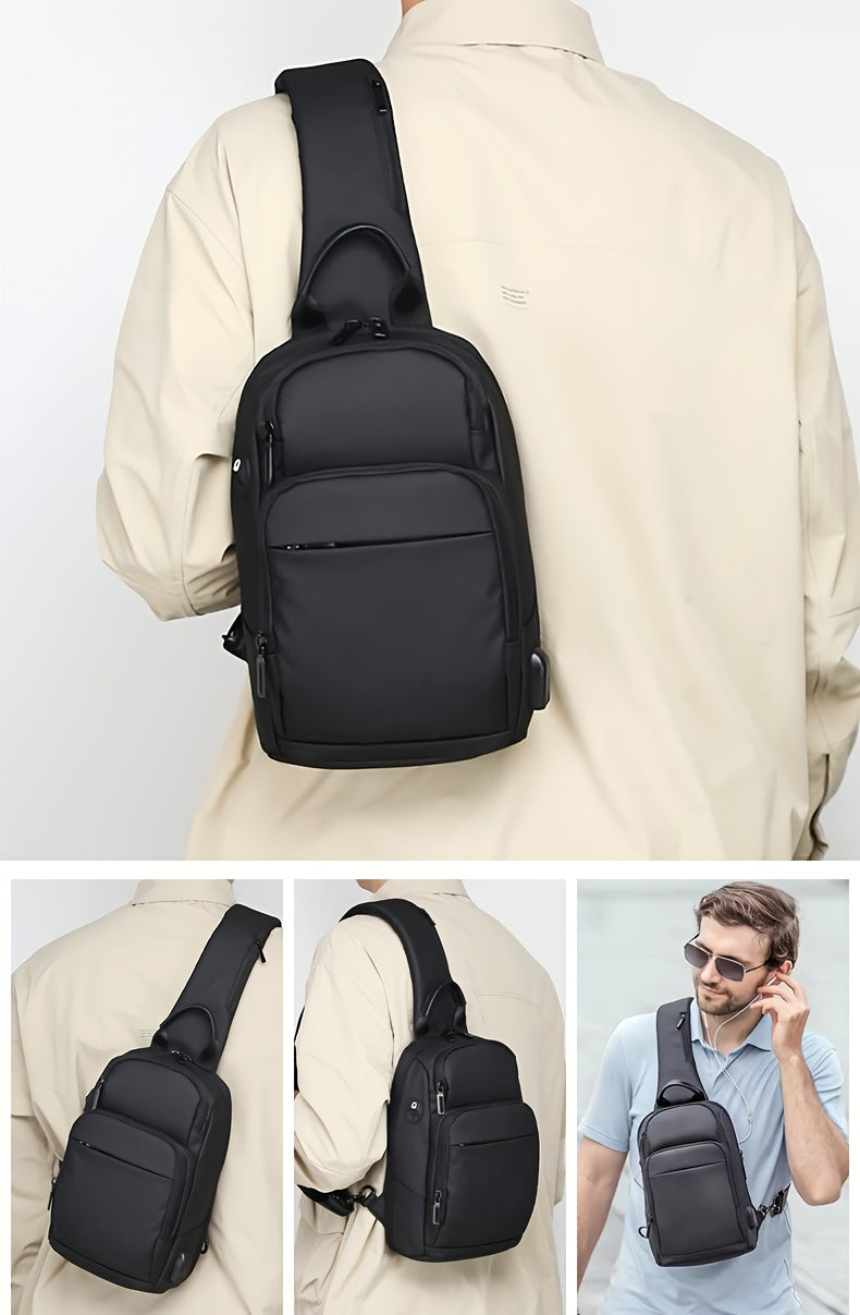 1pc Men's Fashion Crossbody Bag, Oxford Cloth Multifunctional Shoulder Bag