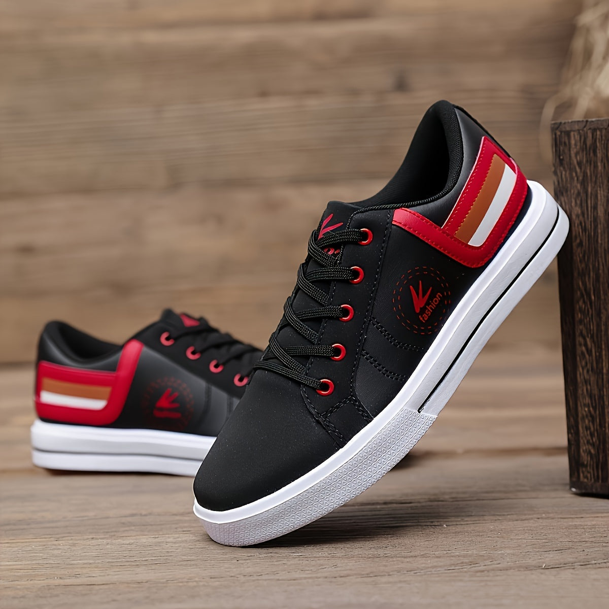 Athletic Chic | Men's Fashion Sneakers YY-9003, Casual Sports Low Top Lace-Up Shoes with Striped Microfiber Synthetic Upper, Fabric Inner & EVA Sole for Outdoor Running