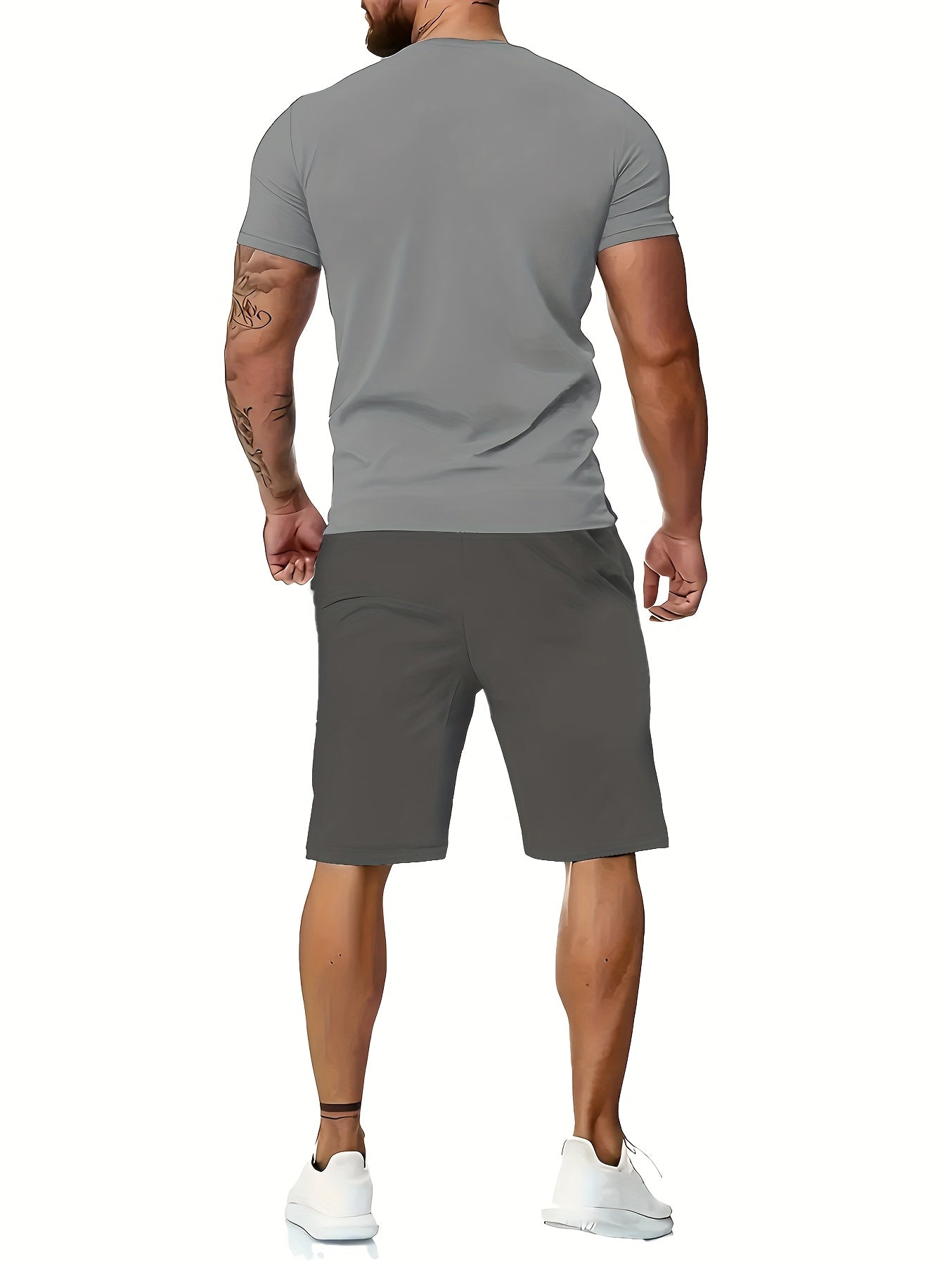 Men'S Casual Summer Two-Piece Athletic Wear Set - Light Blue T-Shirt with Green & White Stripes, Matching Shorts, Perfect for Daily Leisure, Vacation, and Sports, Casual Sportswear | Relaxed Fit Shorts | Stretchable Fabric