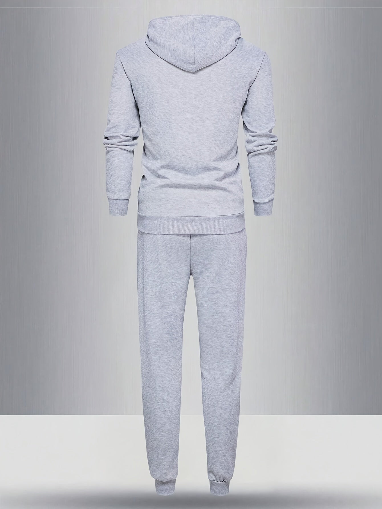 Men's Long Sleeve Hooded Sweatshirt + Threaded Sweatpants Set Spring and Autumn Solid Color Pullover Regular Long Sleeve T-shirt and Pants Belt Drawstring Casual Sports Trousers Two-piece Set