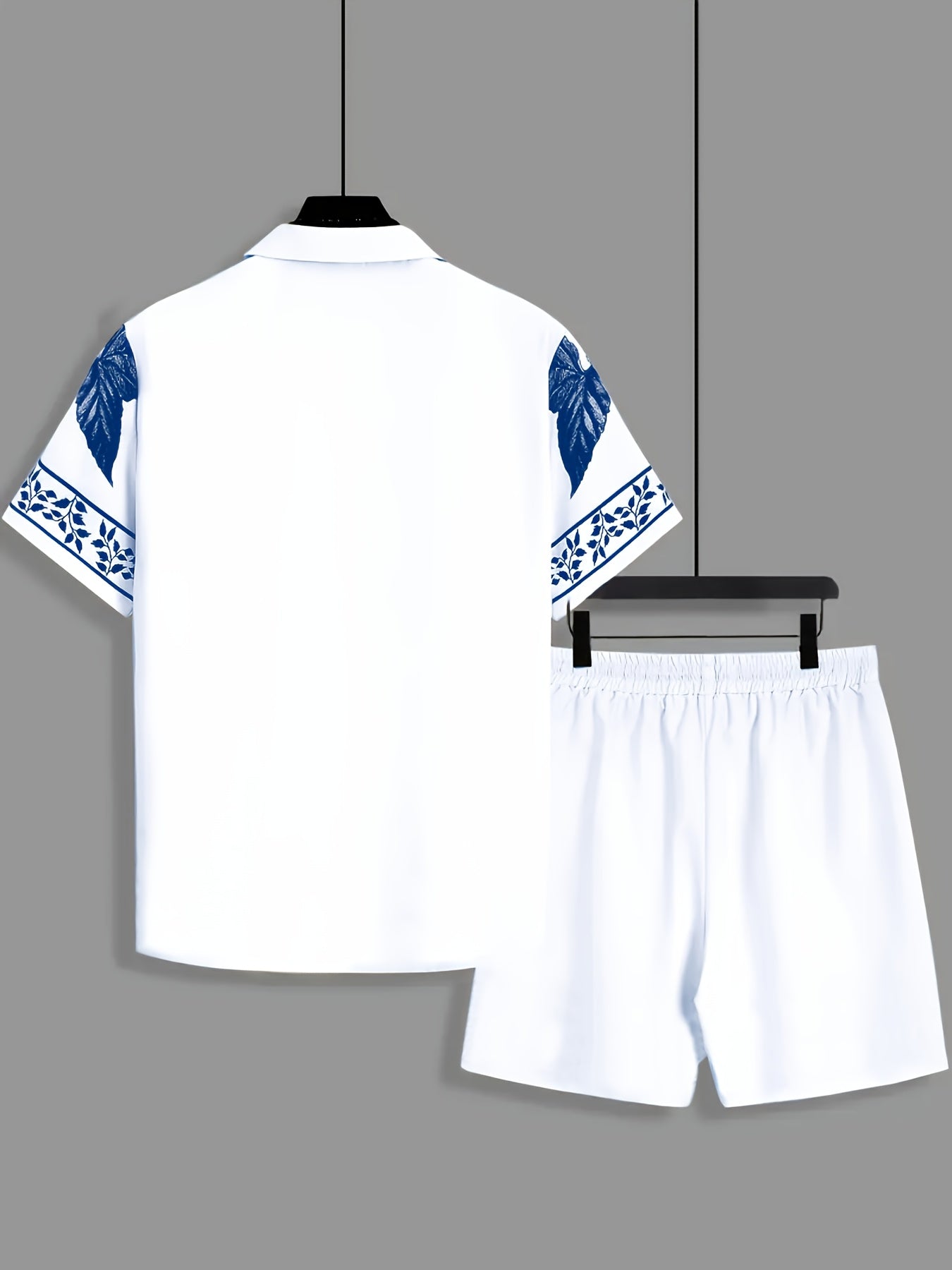 Men'S Two Sets Summer Print Short-Sleeved Shirts + Drawstring Sports Shorts Sets Suitable for Casual Hawaiian Vacation Sports Wea