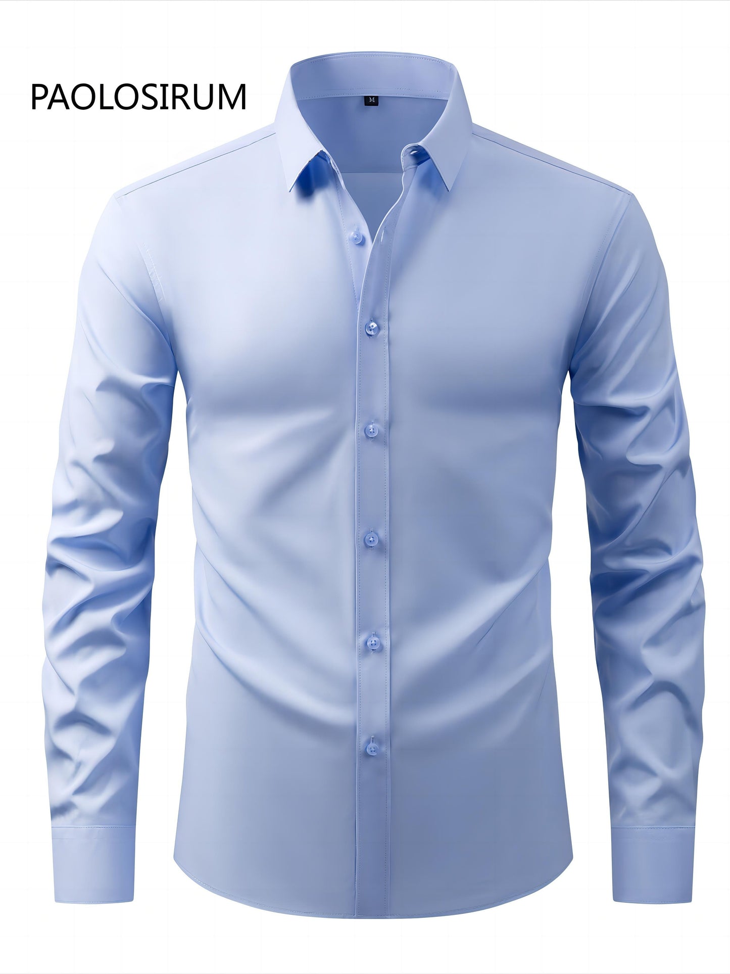 2025 New Men'S Business Slim-Fit Long-Sleeve Shirt, Wrinkle-Free, Elastic, And Smooth Fabric.